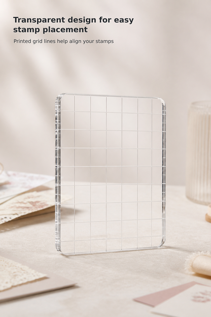 Clear Acrylic Stamp Block with Grid Lines