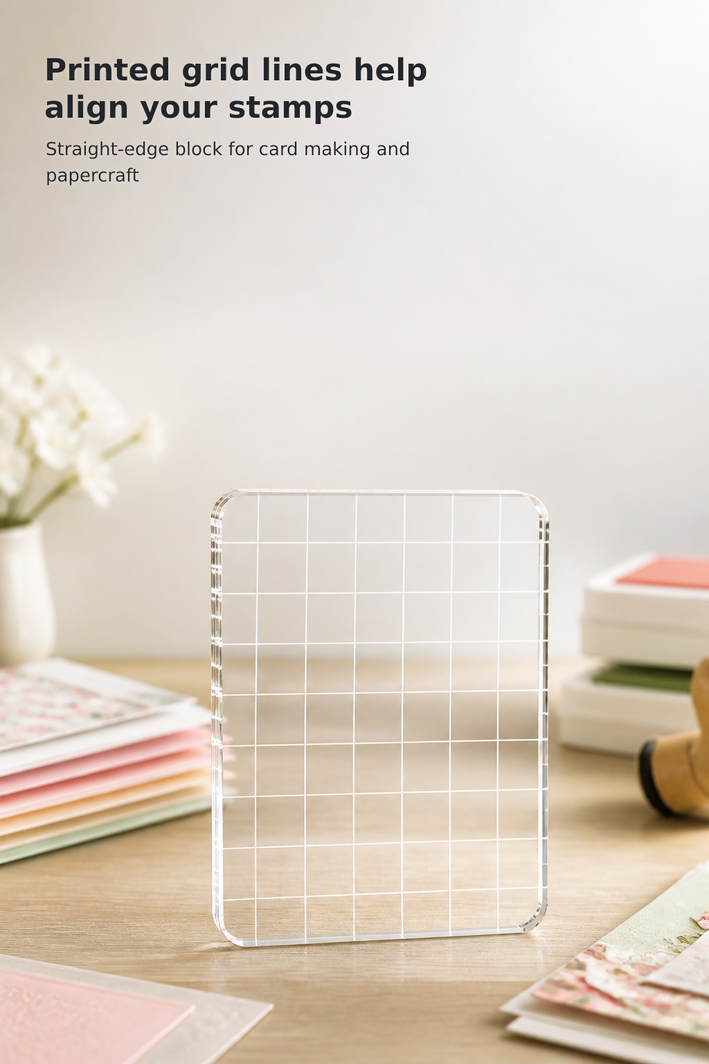 Clear Acrylic Stamp Block with Grid Lines