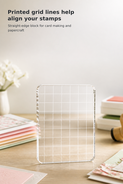 Clear Acrylic Stamp Block with Grid Lines